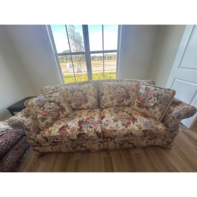 Formal floral sofa from Drexel Heritage Furniture. Sofa was purchased in 1996 and was used in a formal living room, which...