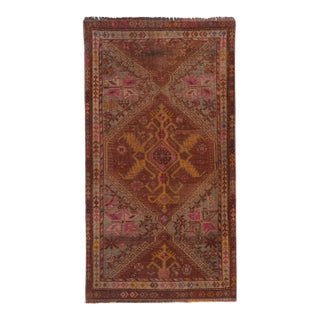 Hand-Knotted Faded Turkish Kurdish Runner Herki Rug 3'8'' X 6'4'' For Sale