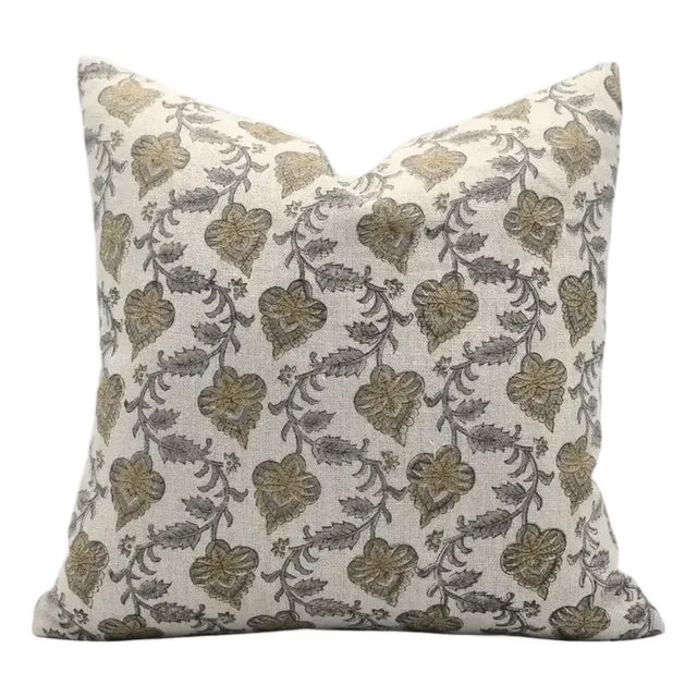 Fabdivine Indian Block Print Cushion Cover 26x26 Inch Thick Linen-Madhubala For Sale