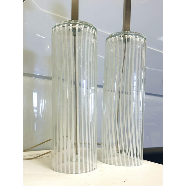 Set of Two Milky-White “Canne Di Filigrana” Filigree Rods Murano Glass For Sale - Image 4 of 6