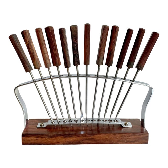 Mid 20th Century Mid-Century Modern Rosewood Appetizer Sticks - Set of 13 For Sale