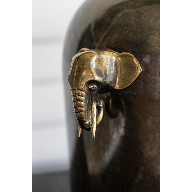 1970s Morris Greenspan Elephant Head Tea Canister Lamp, Bronze Glaze Over Metal For Sale - Image 11 of 15