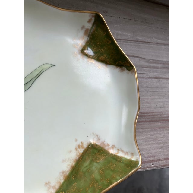 Ceramic Early 1900s Century Tressemanes & Vogt Hand-Painted Botanical Porcelain Jewelry Tray, Limoges, France For Sale - Image 7 of 12