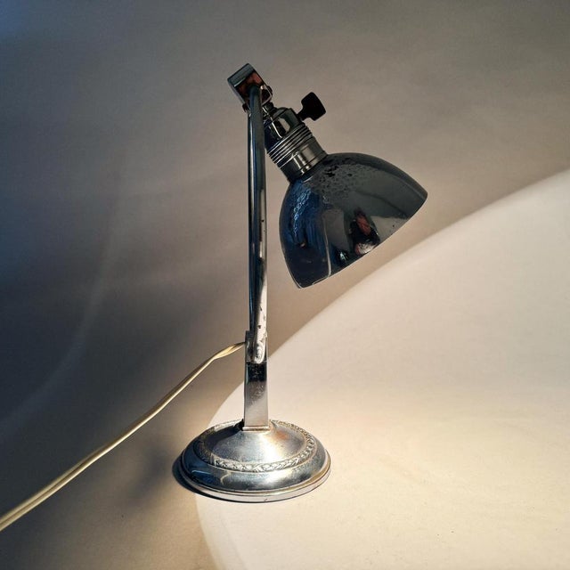 1930s Art Deco Chrome Table Lamp, 1930s For Sale - Image 5 of 12