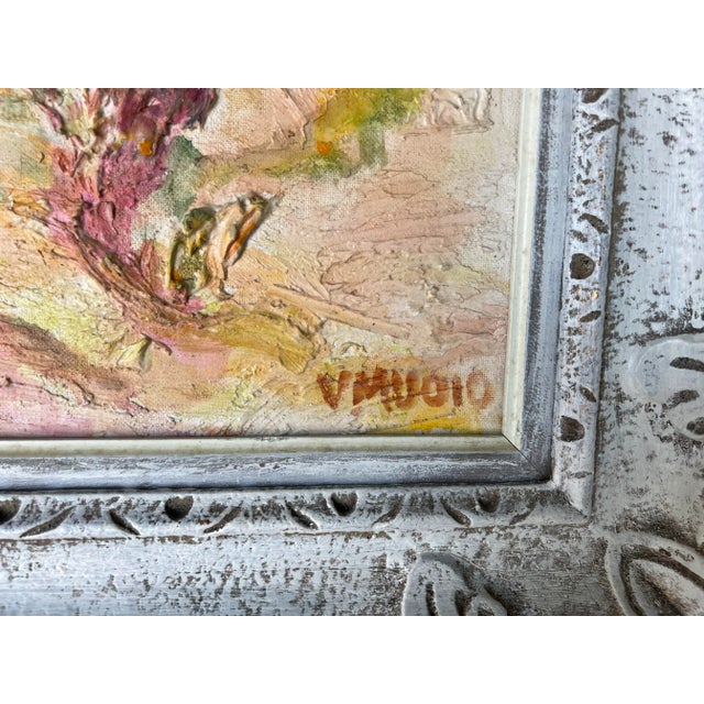 70's V Muoio Heavy Impasto Impressionist Still Life Painting For Sale In Miami - Image 6 of 12