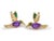 14k Gold Hummingbird Earrings Studs With Amethysts, A Pair For Sale - Image 4 of 6