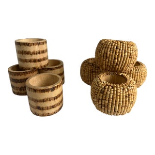 Vintage Tribal Napkin Rings 8 Pieces For Sale