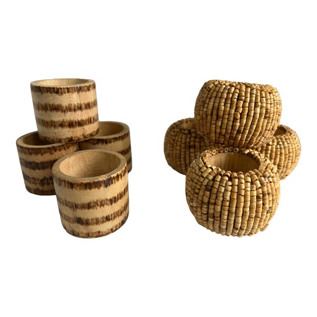 Vintage Tribal Napkin Rings 8 Pieces For Sale