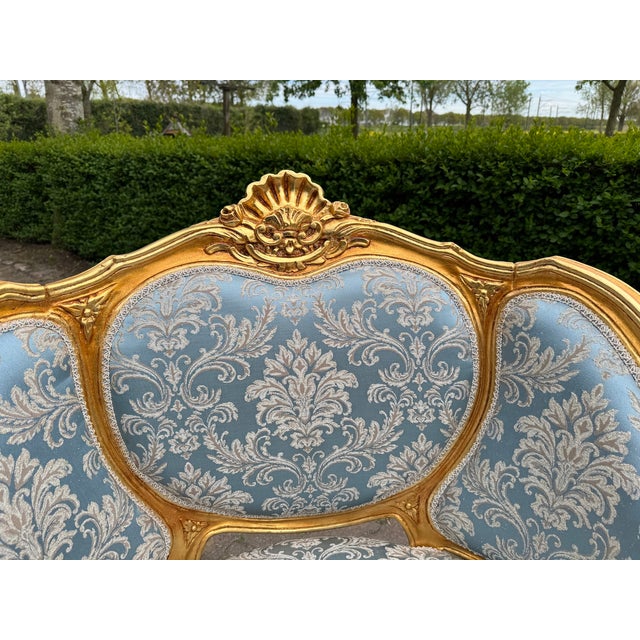 1940 European Louis XVI Gold Beech Sofa Set - 3 Pc For Sale - Image 11 of 18