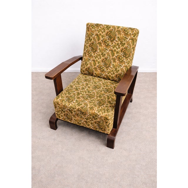 Wood Art Deco Armchair in Black Walnut and Upholstery from Ferenc Fürst, Hungary, 1930s For Sale - Image 7 of 12