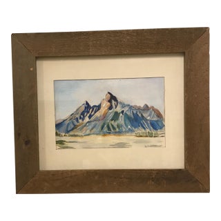 1970s Framed Mountain Landscape Original Watercolor Painting - Signed M. Sullivan For Sale