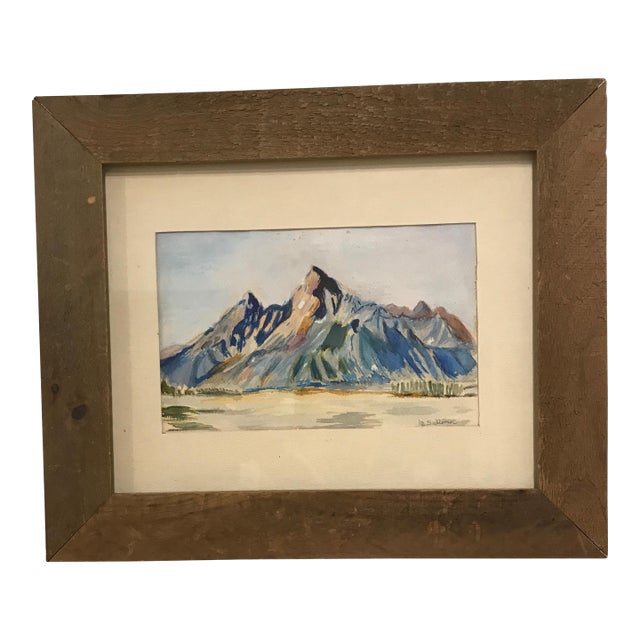 1970s Framed Mountain Landscape Original Watercolor Painting - Signed M. Sullivan For Sale