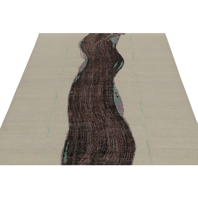 2010s Rug & Kilim’s Distressed Style Abstract Rug in Gray With Purple Pattern For Sale In New York - Image 6 of 7