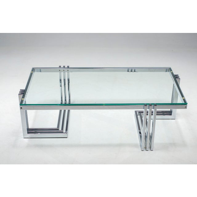 Glass Vintage Coffee Table in Chrome and Glass, 1960s For Sale - Image 7 of 16
