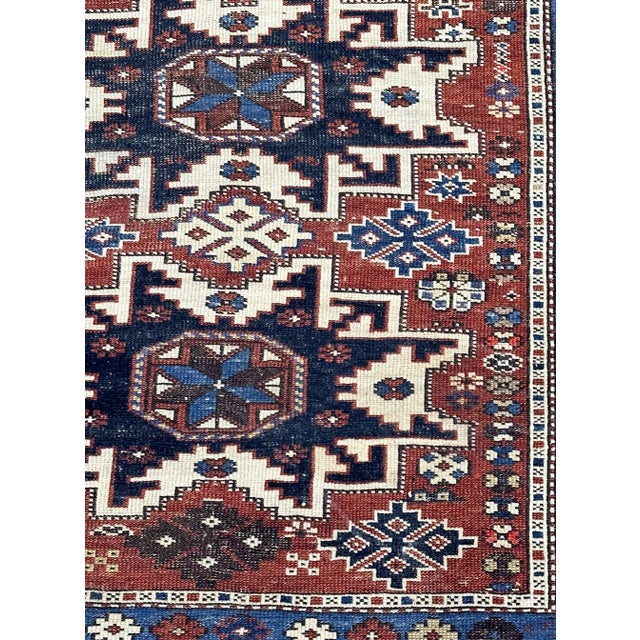 Antique Caucasian Lezgi Rug 3'7" X 5’2"` For Sale In New York - Image 6 of 7