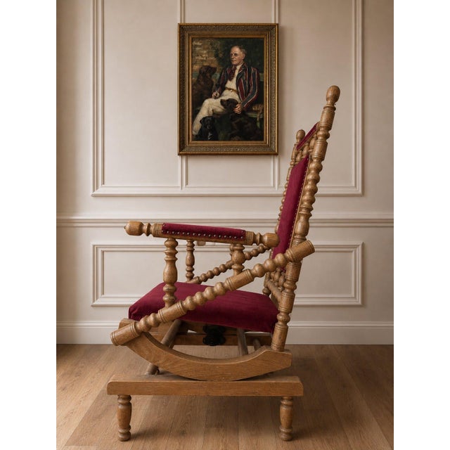 Mid-Century Modern Danish Oak Highback Platform Rocking Chair in the Manner of Henning Kjærnulf, Circa 1970s For Sale - Image 3 of 6