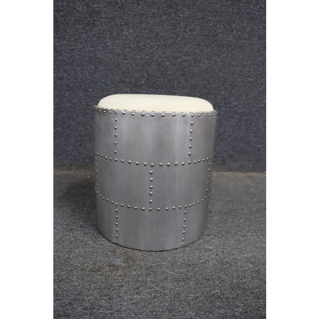 Industrial Metal Drum Ottoman Stool For Sale In Philadelphia - Image 6 of 8