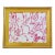21st Century Framed Hunt Slonem Pink & White Bunny Hutch Fabric Textile With Gold Frame For Sale