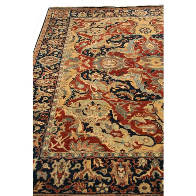Traditional Serapi Hand knotted Wool Red/Blue Rug-14'x18" For Sale - Image 3 of 9