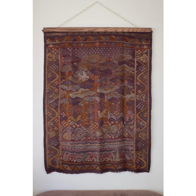 Large 20th century Wall hanging, possibly from Norway and early 20th century. Depicting a woodland landscape with birds,...