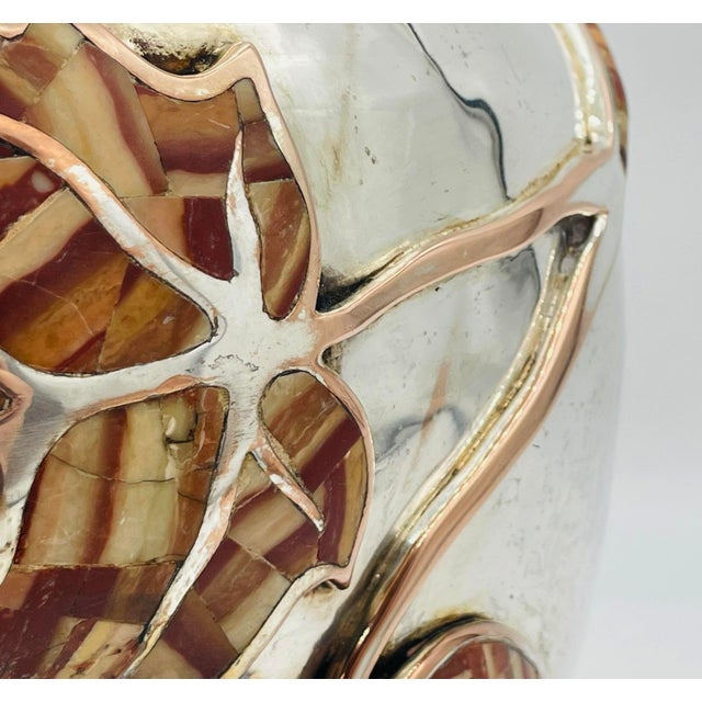 1980s Large Emilia Castillo Water Pitcher With Natural Jasper Stone Inlay, Signed For Sale - Image 15 of 18