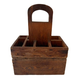 Primitive Wood Tool or Sewing Box With Lid For Sale