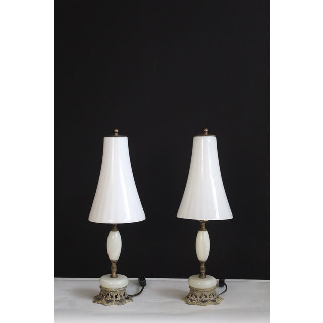 Early 20th Century Petite Pair of Petite Maison Charles Style Boudoir Lamps For Sale - Image 5 of 15