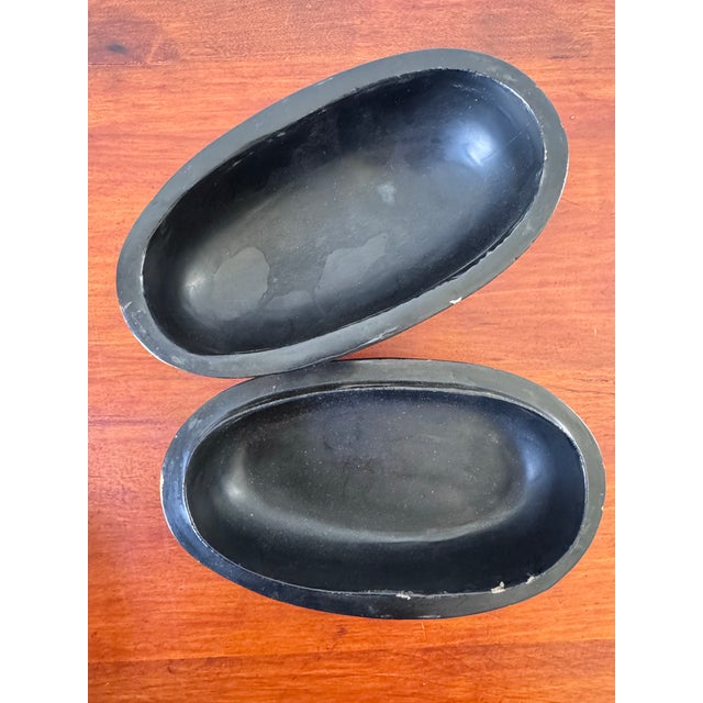 Japanese Hand-Carved Melon Form Black Lacquer Box With Mother of Pearl Inlay For Sale - Image 11 of 12