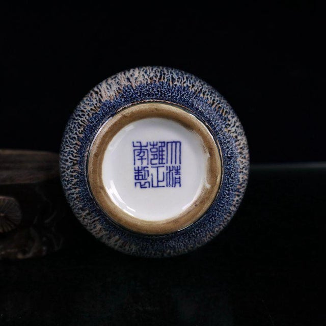 Mid 20th Century Blue Kiln Glazed Gourd Vase, Small Ceramic Hulu Vase for Tabletop Decor For Sale - Image 5 of 8