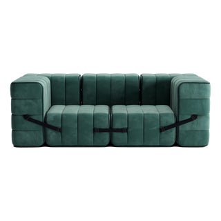 Curt Modular Set - Flexible 2-Seater with Armrests - Barcelona - Serpentine - V3347/39 (Green) by Ambivalenz, Set of 7 For Sale