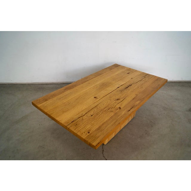 Rustic Restoration Hardware Reclaimed Rustic Oak Plinth Coffee Table For Sale - Image 3 of 12
