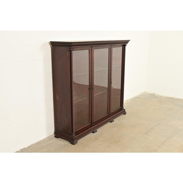 R. J. Horner & Co. R. J. Horner Style American Empire Carved Mahogany Glass Front Triple Bookcase Cabinet, Circa 1890s For Sale - Image 4 of 13