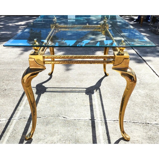Brass LaBarge Brass Dining Table Desk 1970s For Sale - Image 8 of 16