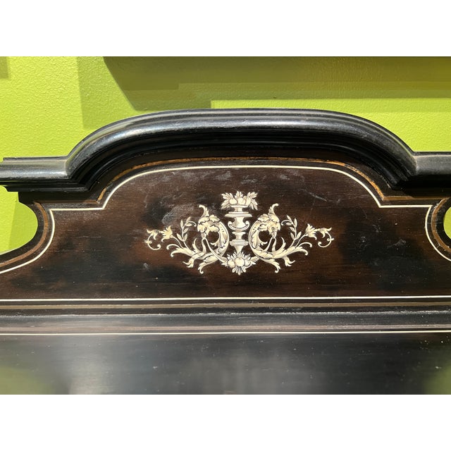 19th Century, Italian Louis XIV Style Ebonized Desk W/ Brass & Important Inlay For Sale - Image 4 of 11
