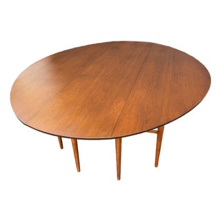 Vintage Mid Century Modern Drop Leaf Oval Walnut Dining From Heritage Henredon For Sale