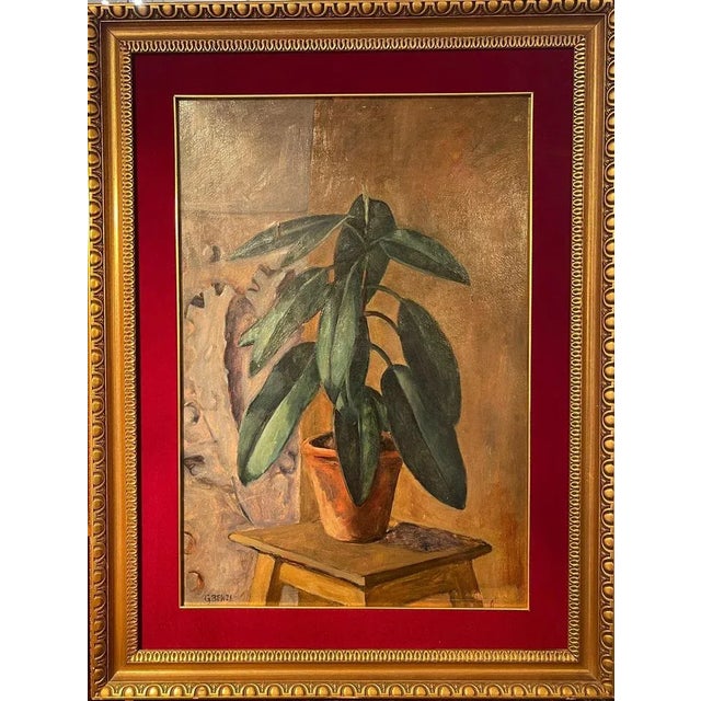 Giulio Benzi, Plant, Oil Painting on Cardboard, Framed For Sale - Image 7 of 7