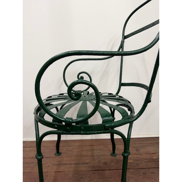 Forest Green Francois Carre Iron Sunburst Garden Chairs, Set of Four For Sale - Image 8 of 18
