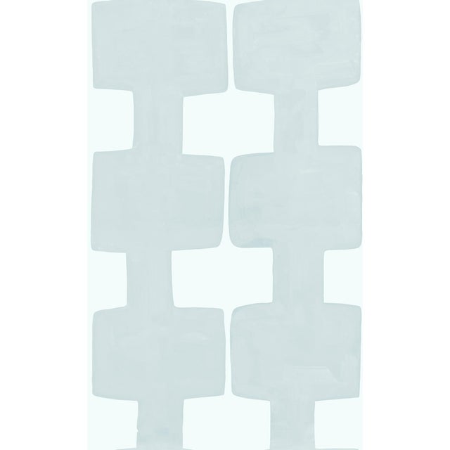Sample - Modern Blocks Wallpaper by Paule Marrot in Light Slate Blue For Sale