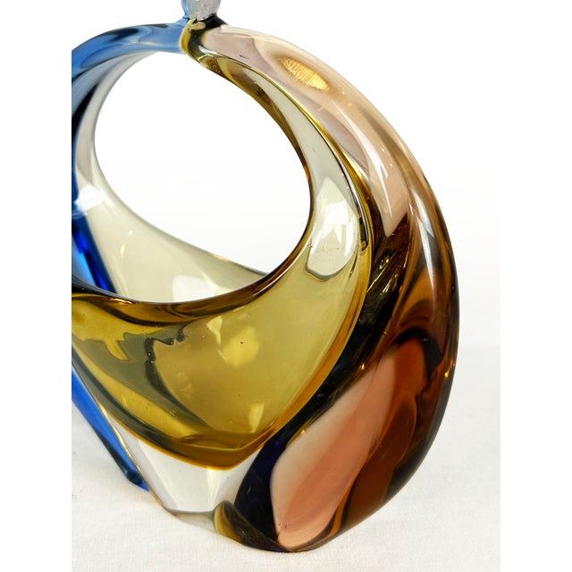 1960s Vintage Czech Art Glass Basket Bowl by Hana Machovska, 1961 For Sale - Image 5 of 15