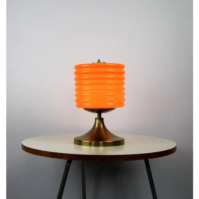 Metal Mid-Century Orange Glass Table Lamp, 1960s For Sale - Image 7 of 18