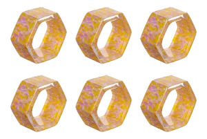 Stories of Italy Macchia su Macchia Yellow & Pink Napkin Rings, Set of 6