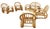 1950s Restored 4-Strand Double Arch Speed Arms Rattan Sofa & Chairs Livingroom Set of 5 For Sale - Image 4 of 14