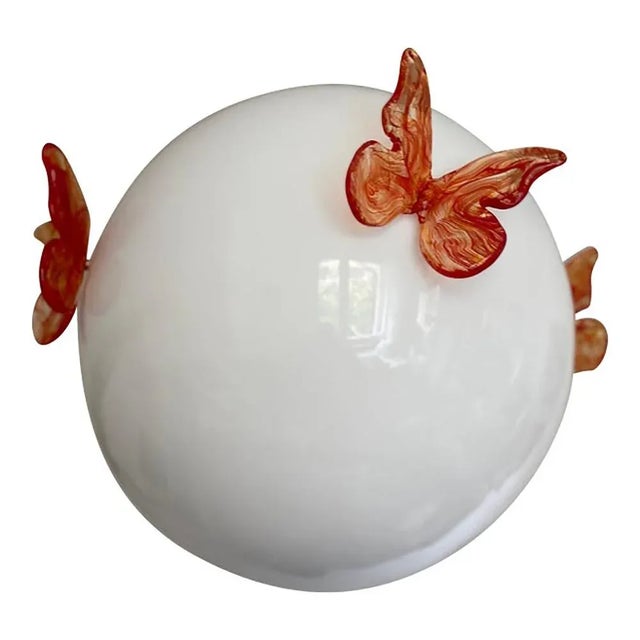 Italian Murano Style Glass Opalino Pendant with Red Butterfly from Simoeng For Sale - Image 10 of 10