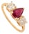 Ancient Prong Set Ruby & Round Diamond Past Present Future Ring Size 6.5 in 14k Gold For Sale