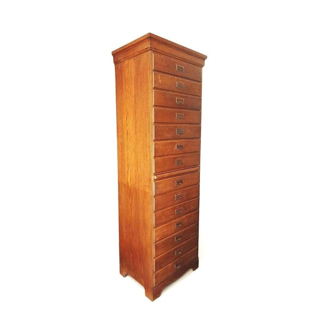 Mid-Century Danish Oak Archive Cabinet with Pull-Out Shelf, 1920s For Sale - Image 10 of 16