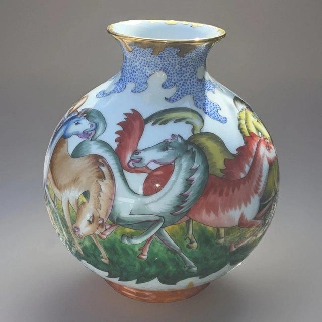 1930s Art Deco Porcelain Vase with Horses by Franz von Zülow for Augarten, Vienna, 1935 For Sale - Image 5 of 18