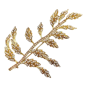 Dolce &Gabbana Brand New Gold Leaf Silver Pink Crystal Large Brooch