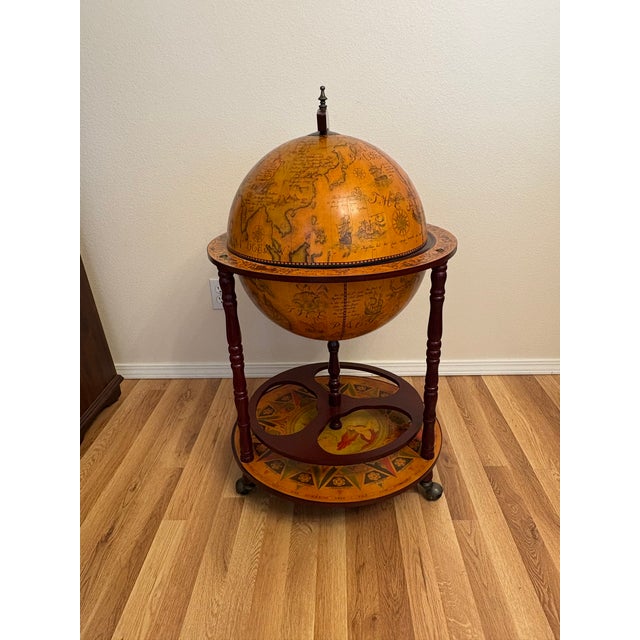 Vintage Globe Liquor Cart on Wheels For Sale In Boise - Image 6 of 6