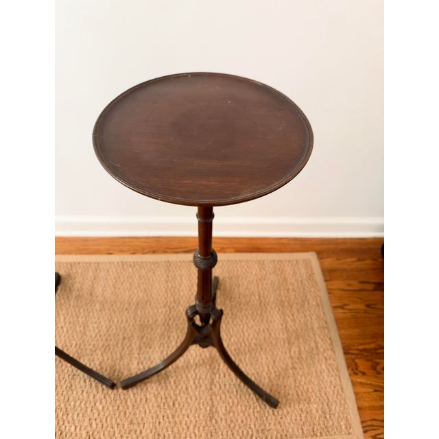 Mid Twentieth Century Solid Wood Regency Style Tall Pedestal Display Plant Stands With Mahogany Finish, Pair For Sale - Image 4 of 11