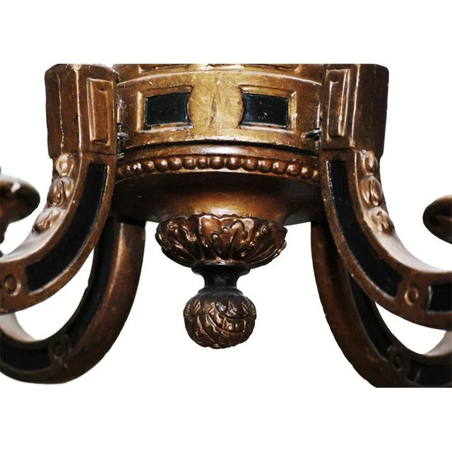 Traditional 19th-Century Italian Hand-Carved and Gilt-Wood Four-Arm Chandelier For Sale - Image 3 of 6